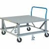 Best Pirce ✨ Little Giant® Ergonomic Adj. Height Pallet Stand with Handle PDSEH40486PH2FL - Solid Deck 48x40 ⭐ -US Dollies Sales 2022 BRN PDSEH40486PH2FL