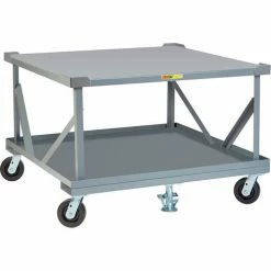 Best Sale 🧨 Little Giant® Fixed Height Pallet Stand 2PDFS406PH2FLLR - 40 x 48 Solid Deck & Load Retainers 😍