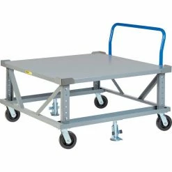 Cheap 🔔 Little Giant® Adj. Height Pallet Stand with Handle PDSEH486PH2FLLR 48x48 Solid Deck & Retainers 👏